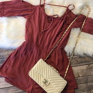 Lace trim romper
